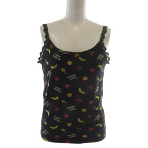 タンクトップ キャミソール FREE 黒 ブラック メッシュ レース 総柄 フルーツ柄 文字柄 2CR-2620