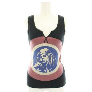 タンクトップ キーネック ヒスガール プリント レース FREE 黒 ブラック 2CR-2660 /YT