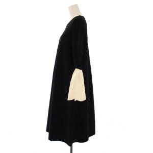 VALENTINO フレアワンピース ニット バイカラー L ブラック