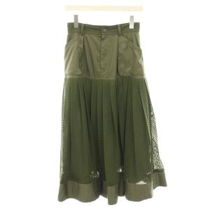 エッセンシャル ESSENTIAL 24SS メッシュプリーツスカート ひざ丈 38 カーキ 2502-130-241