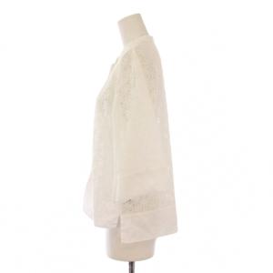 TOMORROWLAND collection 24SS ホイールコードレースショートコンビブラウス シャツ 五分袖 バンドカラー 刺繍 36 白 ホワイト