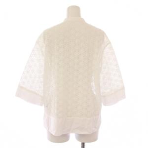 TOMORROWLAND collection 24SS ホイールコードレースショートコンビブラウス シャツ 五分袖 バンドカラー 刺繍 36 白 ホワイト