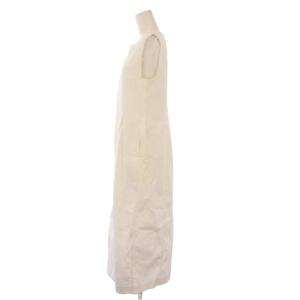 MACPHEE 24SS コットンナイロンピケスクエアネックワンピース フレア マキシ ロング ノースリーブ 36 白