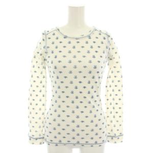 カットソー ロンT Tシャツ クルーネック 長袖 スカル柄 花柄 FREE 白 ホワイト 青 ブルー 2CL-5800