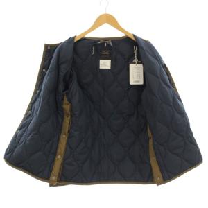 TAION ミリタリー クルーネック ダウンジャケット インナーダウン ノーカラー M 茶 ブラウン 104B2ML-1