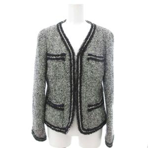 ジャケット ブルゾン ツイード 38 黒 ブラック 白 ホワイト /YJ