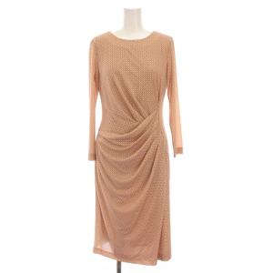 ワンピース ロング 総柄 長袖 38 ピンク ベージュ M5J28-804-12 /YM