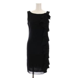 ノースリーブ ワンピース ひざ丈 フリル 1 黒 ブラック 015-142484 /YM
