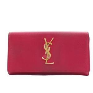YSLロゴ カサンドラロゴ 長財布 二つ折り 小銭入れ レザー ピンク /AN21 OH