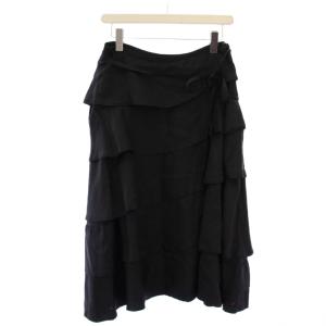 AD2006 フレアスカート ロング フリル リボン M 黒 TS-S063 /BM
