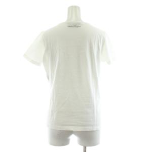 Salvatore Ferragamo Tシャツ カットソー 半袖 ヒョウ柄 プリント ラインストーン装飾 コットン S 白 ホワイト 5002-069