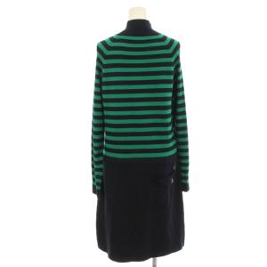 LANVIN SPORT ニットワンピース F 緑 グリーン ネイビー ボーダー 長袖 ひざ丈 VLG7941B7 VLG7941B7