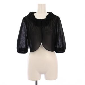 カーディガン ボレロ ショート丈 メッシュ 七分袖 40 黒 ブラック /BB