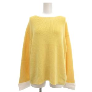 ニット セーター 長袖 カフス付き シルク混 ボートネック 2 黄 イエロー /NU
