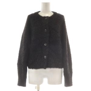 グリッター ラメ クルーネック カーディガン ニット ONE 黒 ブラック ショート丈 長袖 316-25-0341