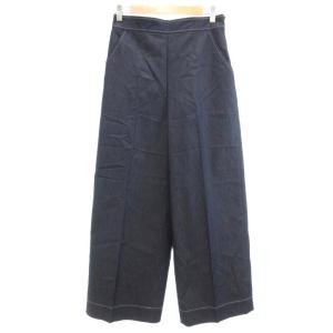 美品 イージーウエストワイドデニムパンツ ストレート 38 青 ブルー インディゴ /YJ