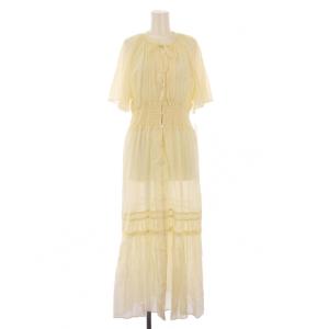 CASA FLINE シャツワンピース フレア マキシ ロング 半袖 スキッパー シアー シースルー F