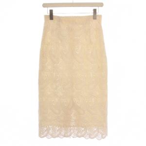 21AW ペイズリーレースタイトスカート ロング 38 白 102127-11-490-02-380 /BM