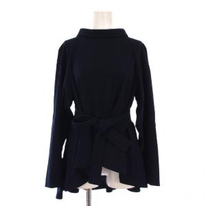 20AW ドライジョーゼットブラウス シャツ 長袖 ウエストリボン 38 紺 531-1110214 /BM
