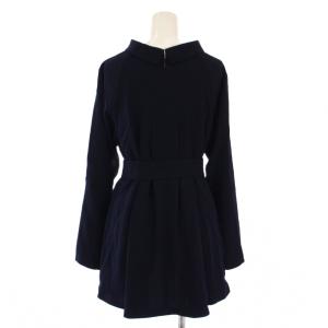 ADORE 20AW ドライジョーゼットブラウス シャツ 長袖 ウエストリボン 38 紺 531-1110214 /BM
