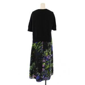 PS Paul Smith ニット ワンピース 半袖 ロング 柄 切替 シルク M マルチカラー /BM