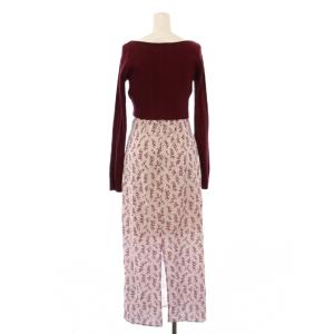 Lily Brown LilyBrown ニットカーデセットキャミワンピース タイト マキシ ロング リブ 長袖 Vネック ショート丈 1 ボルドー