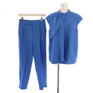 23SS セットアップ 上下 ブラウス シャツ 半袖 ドライタッチジョーゼットパンツ ジップフライ 38