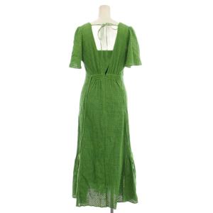 FRAY I.D 24SS カットワークレースフレアスリーブ ワンピース 半袖 ロング 1 黄緑 グリーン FWFO242231