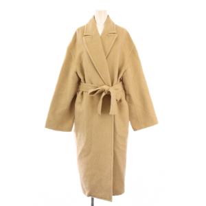 ウールアルパカモヘヤシャギーベルテッドコート アウター ロング丈 ベルト ワンカラー F ベージュ 22-08-24-08307