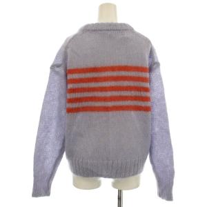 GANNI モヘヤ ウール ニット セーター ボーダー XXS 紫 パープル 2555 /G