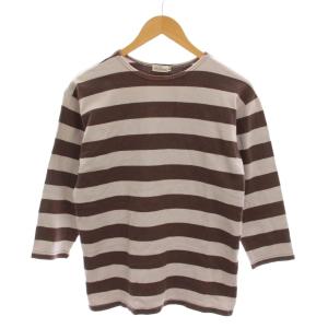 Tシャツ カットソー ボーダー 七分袖 38 ブラウン /YM