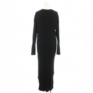 Spick&Span 24AW ヘンリーネックリブニットワンピース ロング 長袖 黒 ブラック 24040200557030