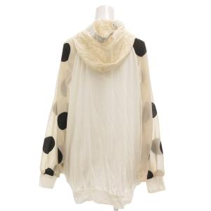 ScoLar SCOLARロゴテープ ドットシフォン レースパーカー ジップアップ ドルマンスリーブ 長袖 M 白 ホワイト
