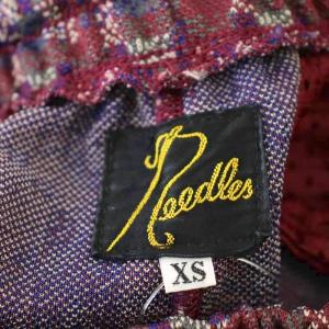 Needles トラックパンツ チェック 総柄 ジャージ XS ボルドー バーガンディ BG218 /G