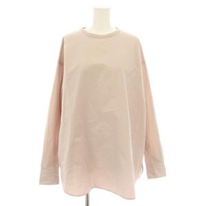 コットンシルククルーネックプルオーバー シャツ ブラウス 長袖 絹 シルク混 Free ピンクベージュ