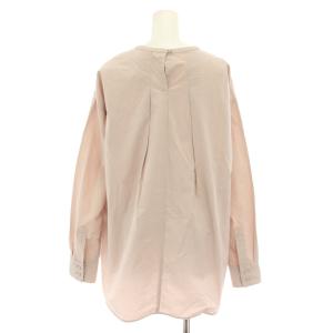 かぐれ コットンシルククルーネックプルオーバー シャツ ブラウス 長袖 絹 シルク混 Free ピンクベージュ