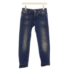 LTD デニムパンツ ジーンズ ジップフライ USED加工 ロゴパッチ W26 青 ブルー /BB