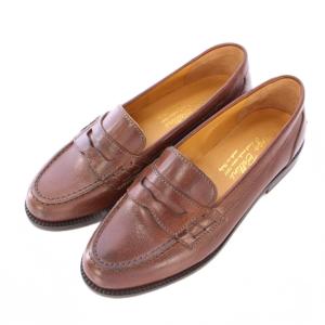 ローファー ラウンドトゥ ローヒール レザー ワンカラー 36 茶 ブラウン /BB