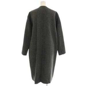 ENFOLD 20AW ウールリバーノーカラーコート 36 グレー 300DA230-0710