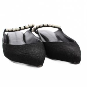 TSURU by Mariko Oikawa パールストラップ付き ミュール パンプス ポインテッドトゥ 37 黒 /YM