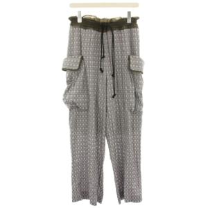 24SS Waistgather Jacquard Pants セミワイドパンツ イージー ポケット フリル