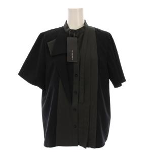 ランダムタイプリーツブラウス シャツ 半袖 F 黒 グレー 141100028 /YM