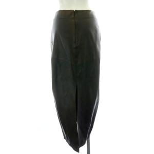 JOSEPH レザー タイトスカート ロング 羊革 36 黒 ダークブラウン ギャザー SKJYYM0906 /YM