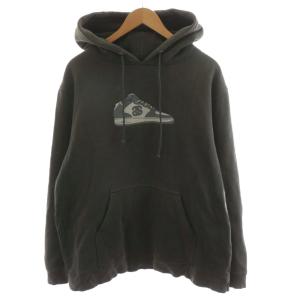 Old stussy 90s パーカー プルオーバー スニーカー柄 プリント L グレー USA製 /AN40