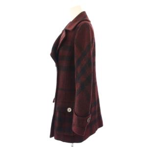 BURBERRY LONDON ピーコート Pコート ウール チェック 40 赤 黒 FN049-079-18 /TK
