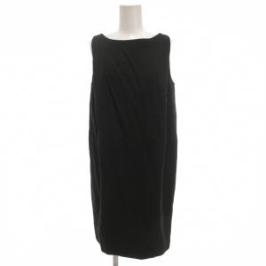 美品 ワンピース ノースリーブ ウール 36 黒 ブラック ひざ丈 /YJ