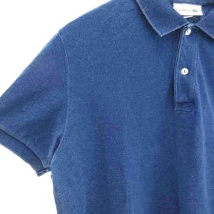 LACOSTE 美品 ポロシャツ 鹿の子 インディゴ 半袖 L 青 ブルー /YJ