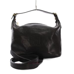 ショルダーバッグ ハンドバッグ 2WAY レザー 黒 ブラック /YM