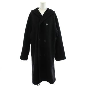 コート ロング丈 フード ダブル ウール アウター M 黒 ブラック J0104UC502 /AN59