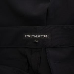 FOXEY NEW YORK スラックスパンツ ストレート ジップフライ ストレート 無地 ワンカラー 38 紺 ネイビー /BB